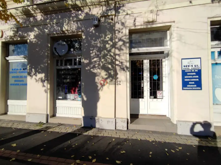 eladó üzlethelyiség utcai bejáratos, Mohács
